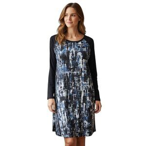 BANANA REPUBLIC NAVY & WHITE MODERN PRINT DRESS SZ.S EUC.